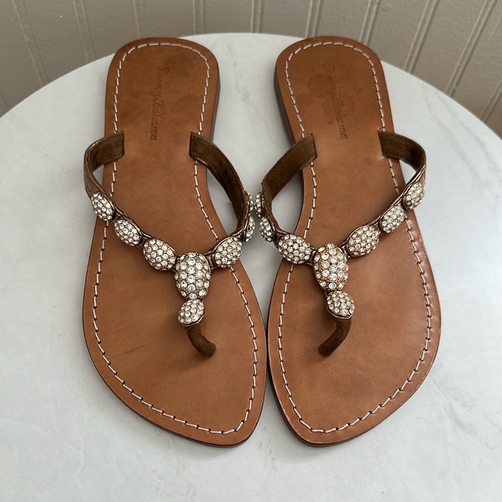 Tommy Bahama Leather Jeweled Sandal